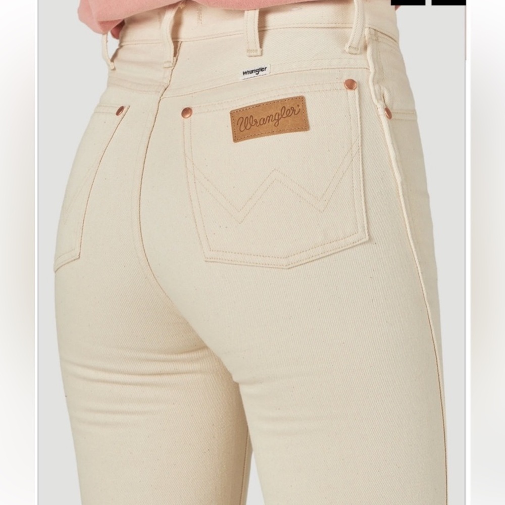 Wrangler Cream tan Wild West ankle straight leg jeans